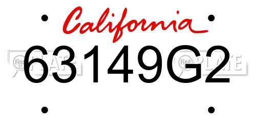 63149G2 California License Plate