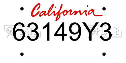 63149Y3 California License Plate