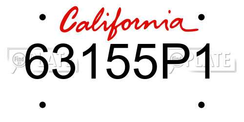 63155P1 California License Plate