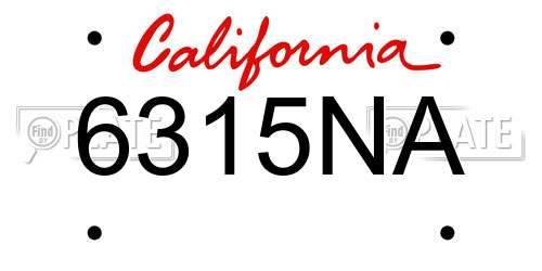6315NA California License Plate