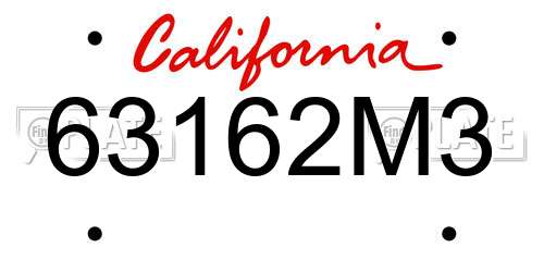 63162M3 California License Plate