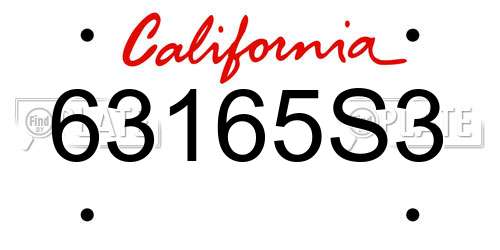 63165S3 California License Plate