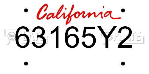 63165Y2 California License Plate