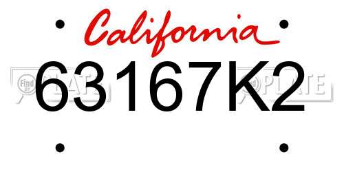 63167K2 California License Plate