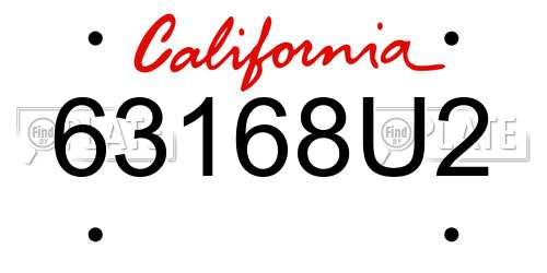 63168U2 California License Plate
