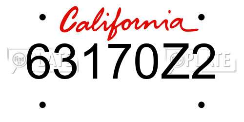 63170Z2 California License Plate