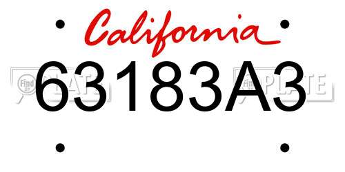 63183A3 California License Plate
