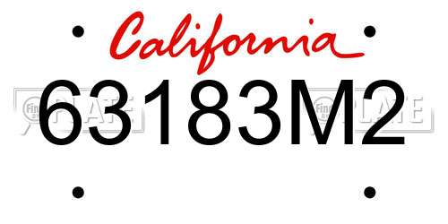 63183M2 California License Plate