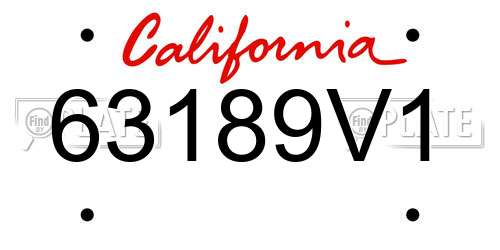 63189V1 California License Plate