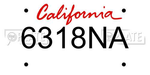 6318NA California License Plate