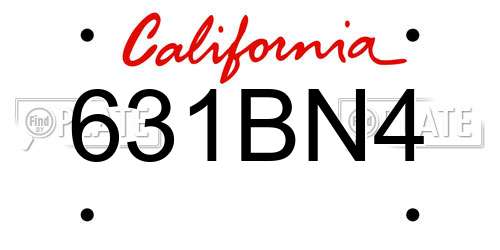 631BN4 California License Plate