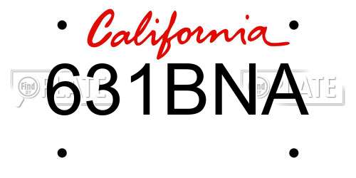 631BNA California License Plate