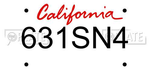 631SN4 California License Plate
