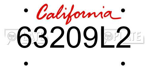 63209L2 California License Plate