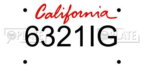 6321IG California License Plate