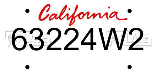 63224W2 California License Plate