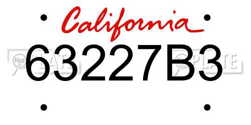 63227B3 California License Plate