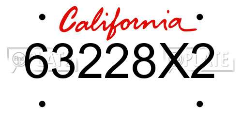 63228X2 California License Plate