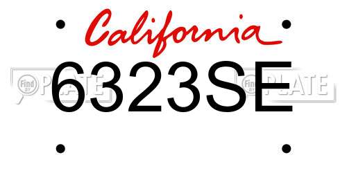 6323SE California License Plate