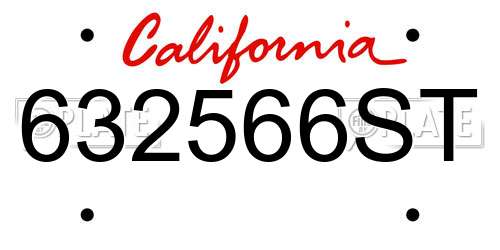 632566ST California License Plate