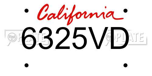 6325VD California License Plate