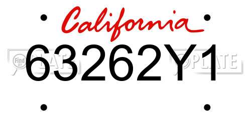 63262Y1 California License Plate