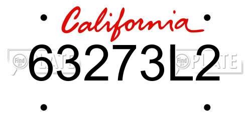 63273L2 California License Plate