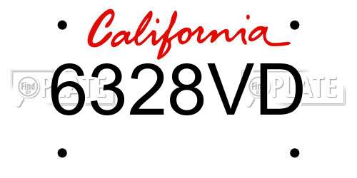 6328VD California License Plate