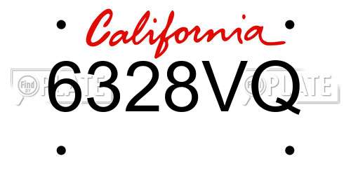 6328VQ California License Plate