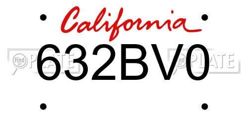 632BV0 California License Plate