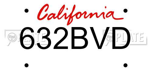 632BVD California License Plate
