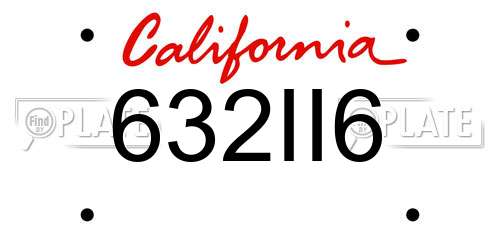 632II6 California License Plate