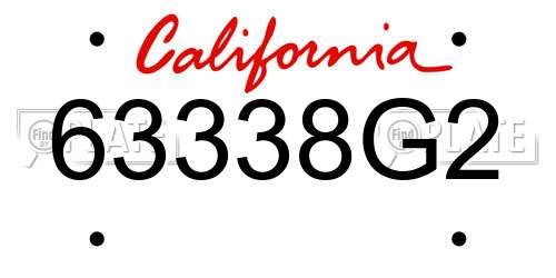 63338G2 California License Plate