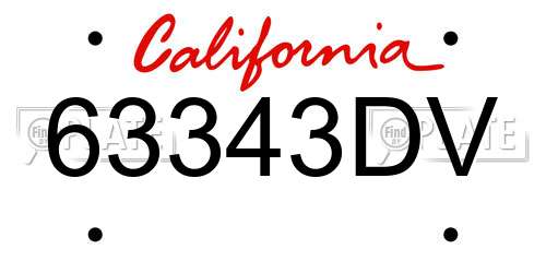 63343DV California License Plate