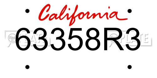 63358R3 California License Plate