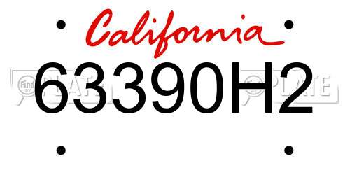 63390H2 California License Plate