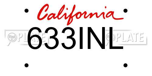 633INL California License Plate