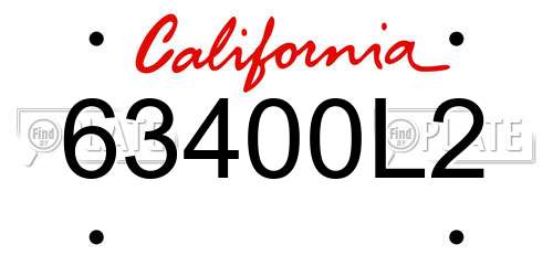 63400L2 California License Plate