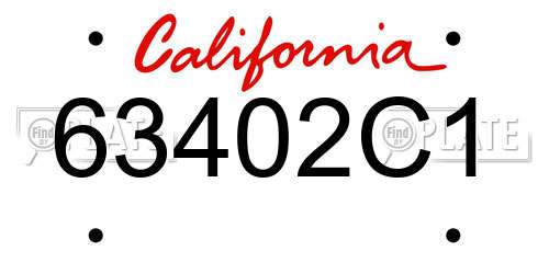 63402C1 California License Plate
