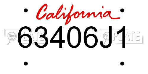 63406J1 California License Plate