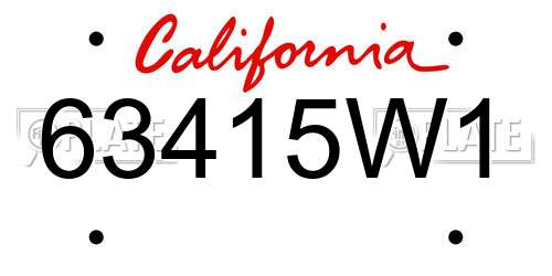 63415W1 California License Plate