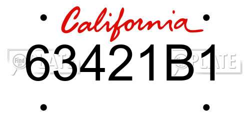 63421B1 California License Plate