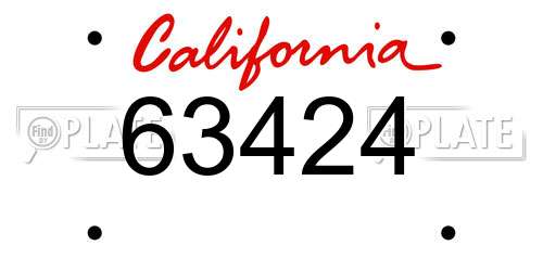 63424 California License Plate