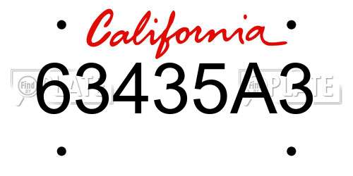 63435A3 California License Plate