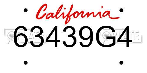 63439G4 California License Plate