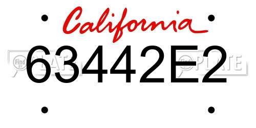 63442E2 California License Plate
