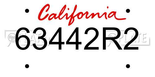 63442R2 California License Plate