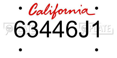 63446J1 California License Plate