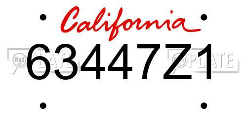 63447Z1 California License Plate