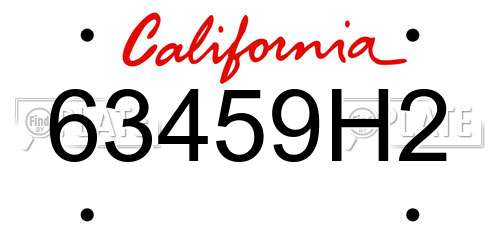 63459H2 California License Plate